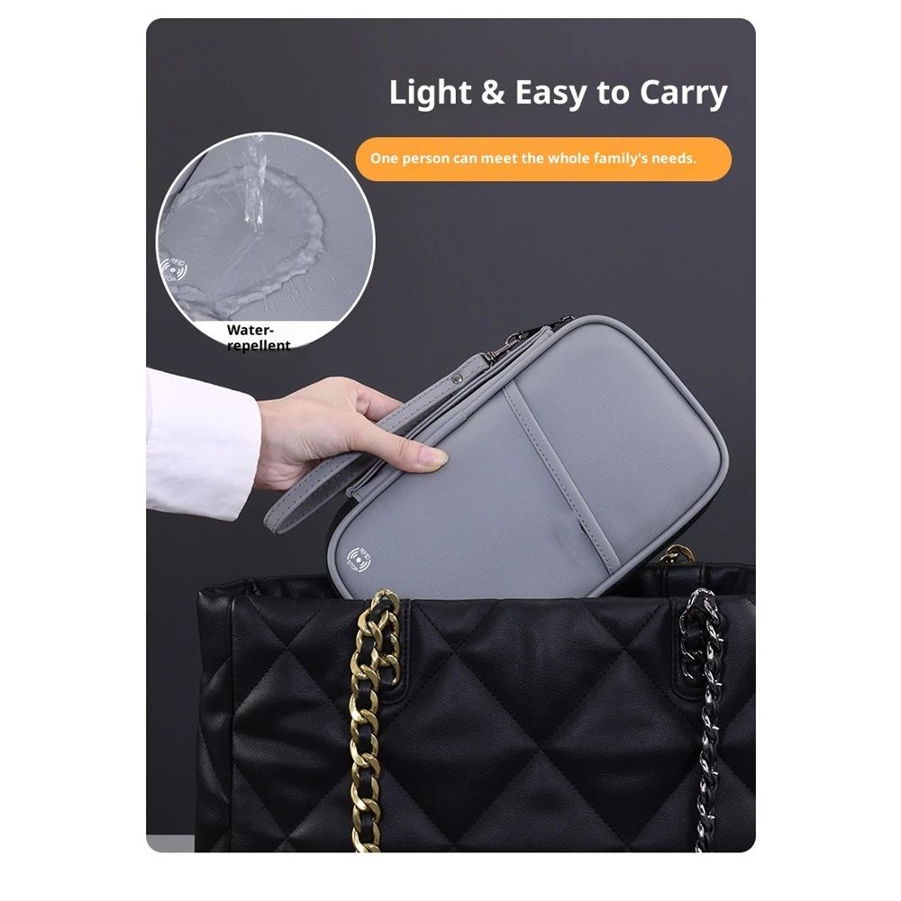 Travel Passport Wallet, Family Passport Holder, Trip Document Organizer, Cover Lightweight Portable Document Organizer with Wrist Strap (Grey)