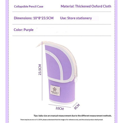 2 in 1 Standing Pencil Case Telescopic Pen Holder Stationery Pouch Organizer Box Large Storage Bag for Office Women (Purple,There is only one stationery bag)