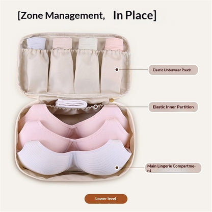 Portable Underwear Bra Storage Bag Travel Organizers Multi-Layer Toiletry Packing Cube,Multiple Layers Pack Cube Toiletry Bag（beige,oniy bag）