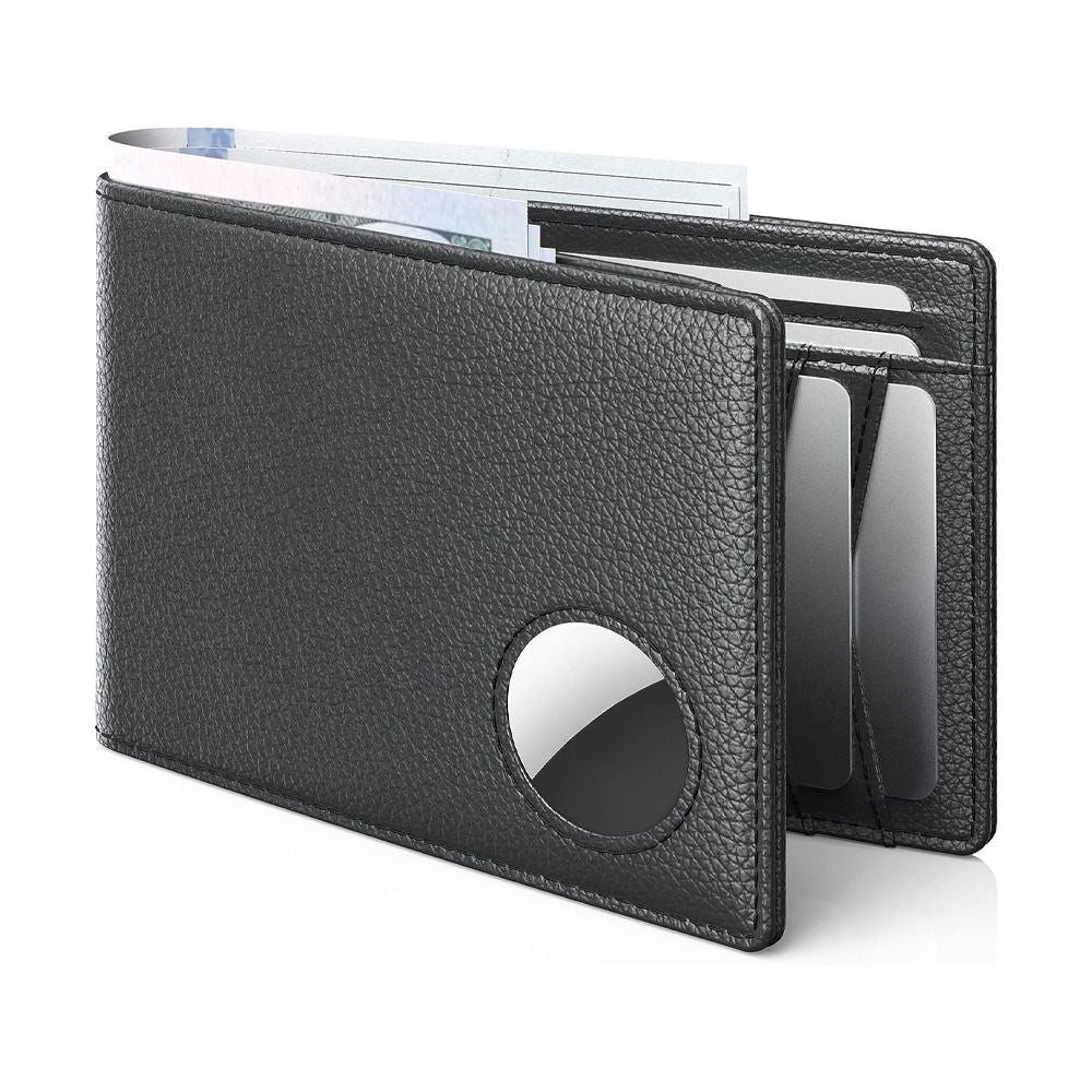Mens Leather Wallet, Slim, RFID Blocking - Card Capacity | Bill Divider | ID Window (Black, only one bag）
