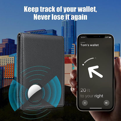 Mens Leather Wallet, Slim, RFID Blocking - Card Capacity | Bill Divider | ID Window (Black, only one bag）