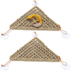 Reptile Hammock Corner Triangle 2 PCS,Natural Seagrass Fiber,Bearded Dragon Tank Accessories Habitat Decor for Lizard,Iguanas,Chameleon and Hermit Crabs