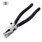 Glass Running Pliers With Curved Jaws - Professional Glass Breaking Tool for Stained Work, Key Fob Hardware Install, Mosaics - Black With 2 of Rubber Tips 8-Inch