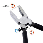 Glass Running Pliers With Curved Jaws - Professional Glass Breaking Tool for Stained Work, Key Fob Hardware Install, Mosaics - Black With 2 of Rubber Tips 8-Inch