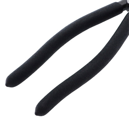 Glass Running Pliers With Curved Jaws - Professional Glass Breaking Tool for Stained Work, Key Fob Hardware Install, Mosaics - Black With 2 of Rubber Tips 8-Inch