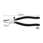 Glass Running Pliers With Curved Jaws - Professional Glass Breaking Tool for Stained Work, Key Fob Hardware Install, Mosaics - Black With 2 of Rubber Tips 8-Inch