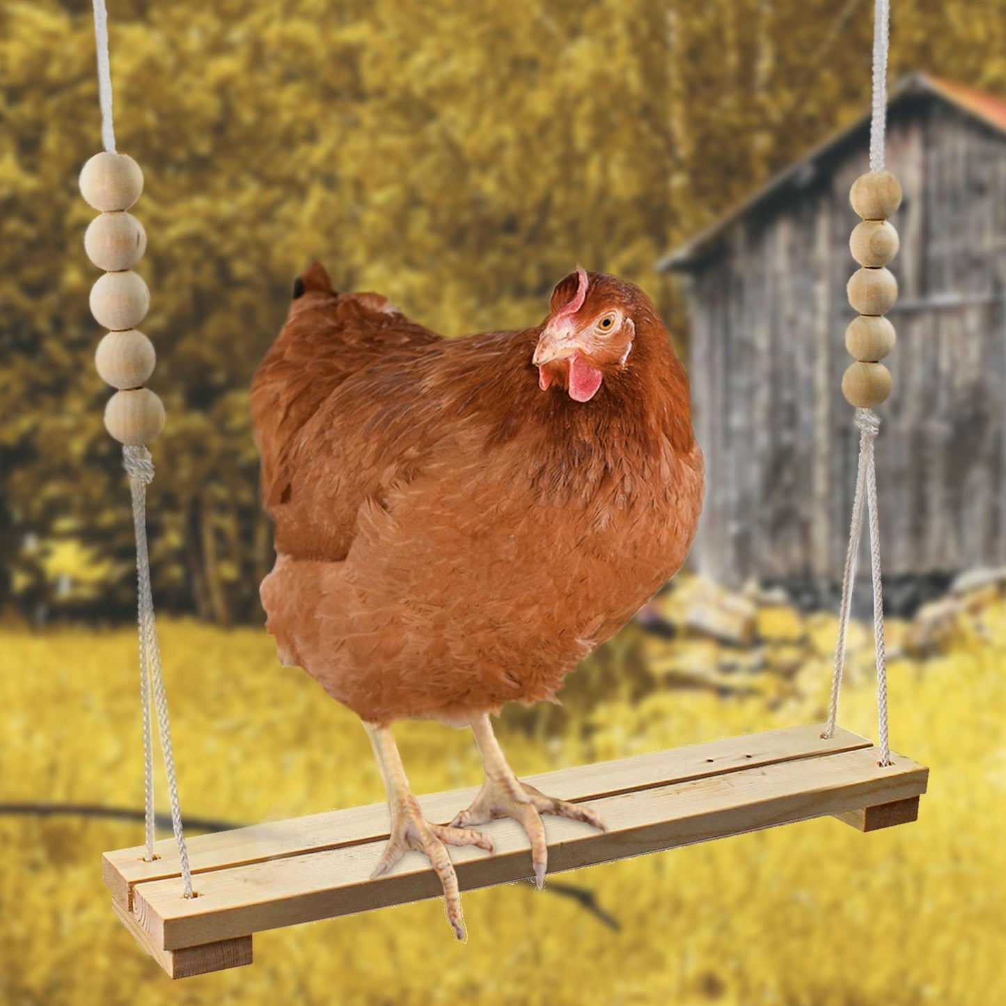 Natural Safe Wooden Accessories Large Durable Ladder for Poultry Run Rooster Hens Chicks Pet Parrots Macaw Entertainment Stress Relief for Birds（30*7.6*120cm）