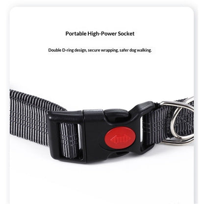 Hands-Free Waist Leash for Dog Walking, Running and Hiking, Adjustable Belt with Double Handle, Reflective Bungee Design for Large & Medium Dogs (Green 2.5cm *70-120cm)