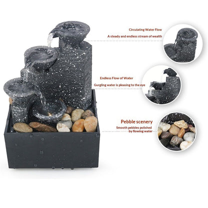 Indoor Fountain Ornament,Mini Tabletop Fountain Water Fountain Crafts for Indoor Home Office Table Decoration, Holiday