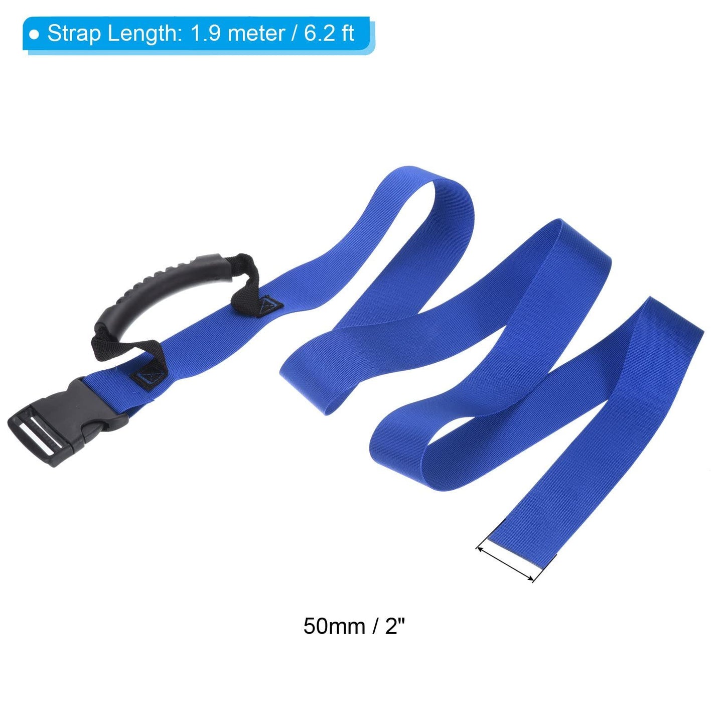 Carrying Strap with Handle, Adjustable Nylon Belt for Moving Lifting Boxes Grocery Luggage, blue