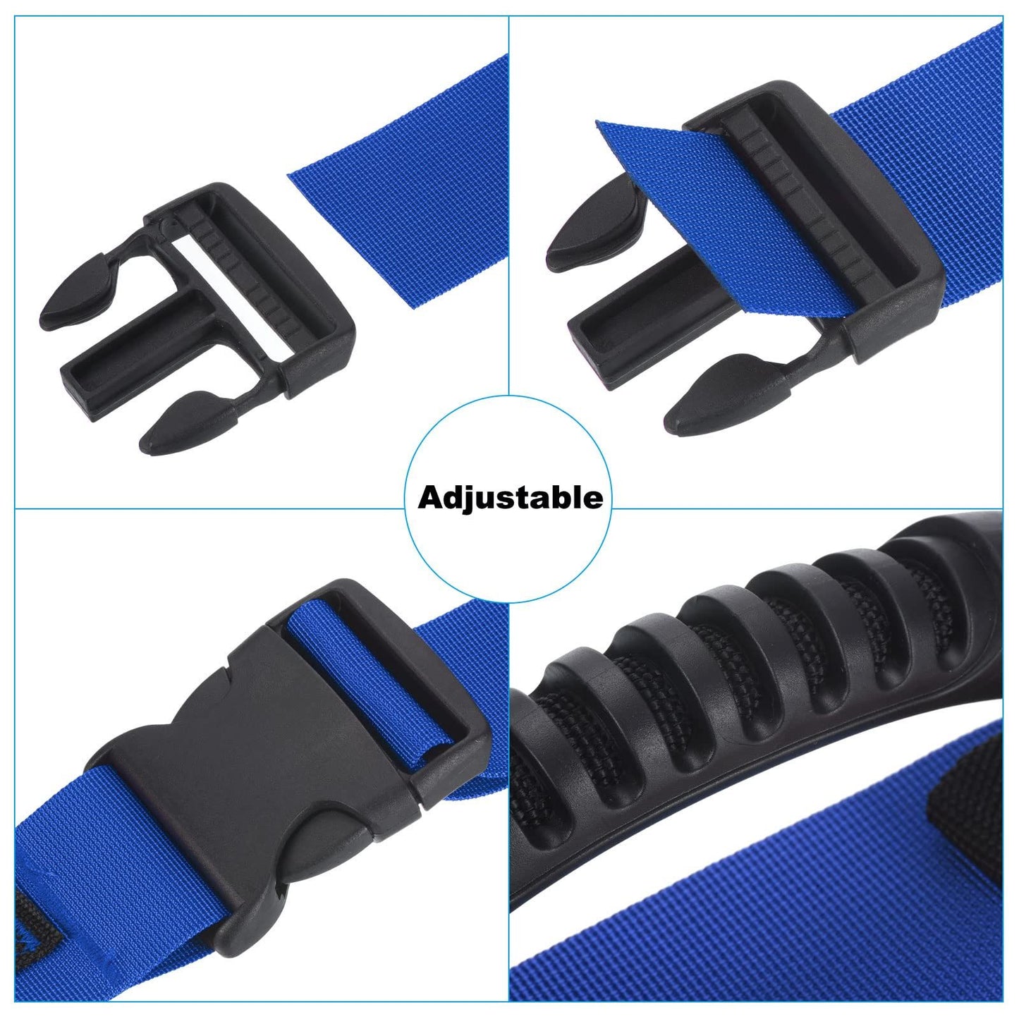 Carrying Strap with Handle, Adjustable Nylon Belt for Moving Lifting Boxes Grocery Luggage, blue