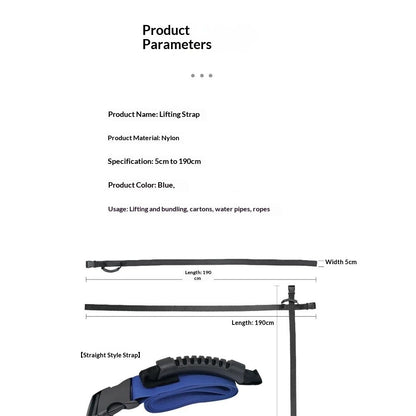 Carrying Strap with Handle, Adjustable Nylon Belt for Moving Lifting Boxes Grocery Luggage, blue