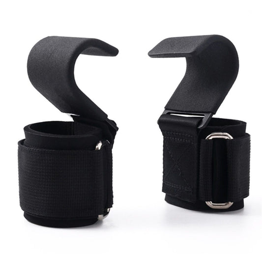 SPORTIC Weight Lifting Hooks (Pair) - Heavy Duty Lifting Wrist Straps, Hand Grip Support for Deadlifts, Pull Ups, Shrugs, Weightlifting Hooks Gym Gloves for Men and Women（Metal assist plate）