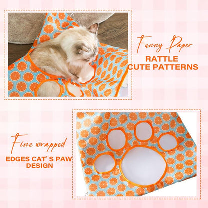 2pcs Cat Tunnel Bag for Indoor Cats, Foldable Pet Tunnel Crinkle Sack Bag with a Little Mouse &  Toy Ball, Portable Crinkle Paper Interactive Hide and Seek Cat Toys (Orange)