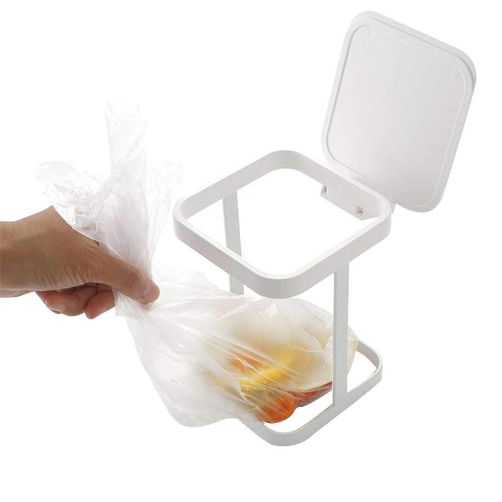 Countertop Trash Can Garbage Bag Holder for Home Kitchen Desktop trash bin, home kitchen storage bin, office paper basket（white）