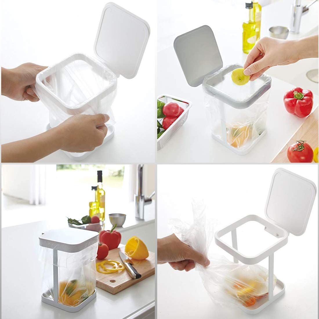 Countertop Trash Can Garbage Bag Holder for Home Kitchen Desktop trash bin, home kitchen storage bin, office paper basket（white）