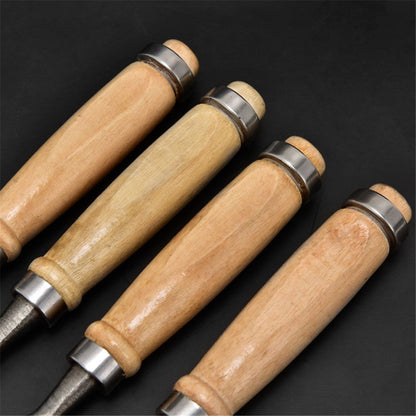 Carbon Steel Carving  Semicircle Wood Chisel Set DIY Woodworking Handle Carpentry Tools Pack of 4（50 carbon steel 4PC）