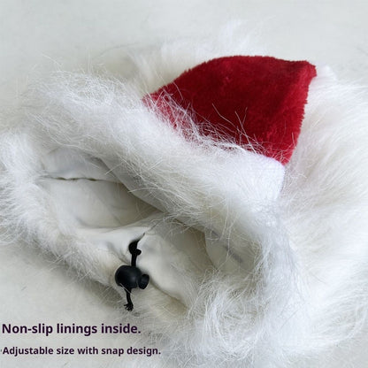 Christmas Dog Santa Costume, Adjustable Red Santa Hat with White Beard Wig, Christmas Costumes for Small Medium Large Dogs (White, M)
