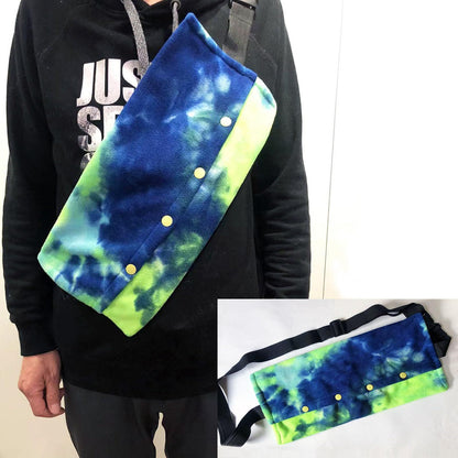 Small Animal Sling Carrier,Adjustable Strap  Soft Coral Fleece Beardie Snuggle Sling Bag ( blue-green)