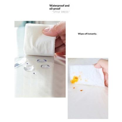 Clear Round Fitted Vinyl Tablecloth for  Diameter Tables - Heavy Duty Elasticized Table Cover Elastic Edged Plastic Table Cloth Protector（76*243CM）