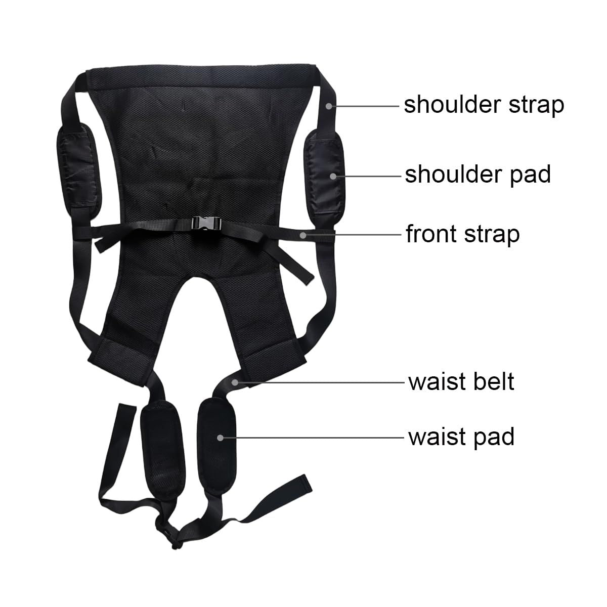 Lightweight Kids Carrier Belt Short Journeys Hiking Back Pack Belt Outdoor Children Lift Sling for Transferring Children to Car,Wheelchair,Vehicle,Bed,Chair(Black, Large)