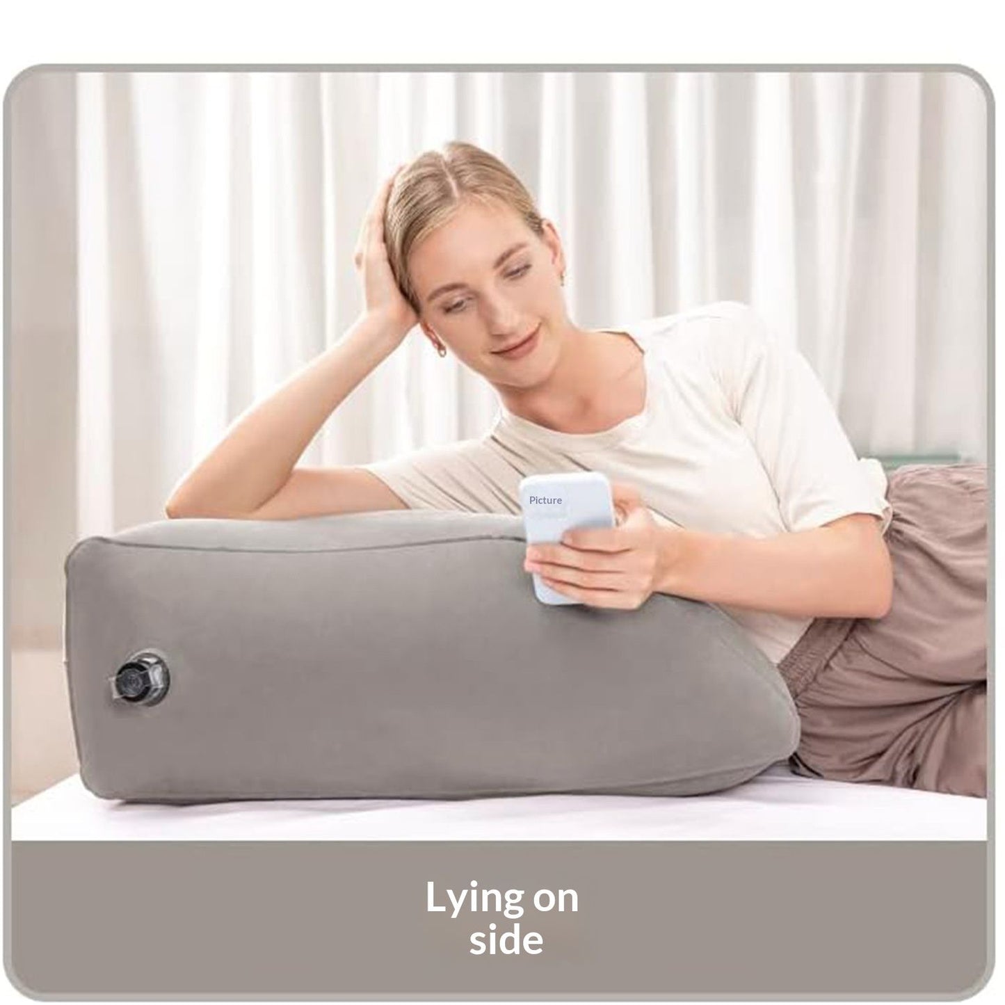 Inflatable Leg Elevation Pillow, Wedge Pillow for Sleeping, Portable Wedge Pillow, Improve Circulataion and Reduce Swelling, for Sleeping, Recovery, Pregnant (Grey+Grey storage bag)