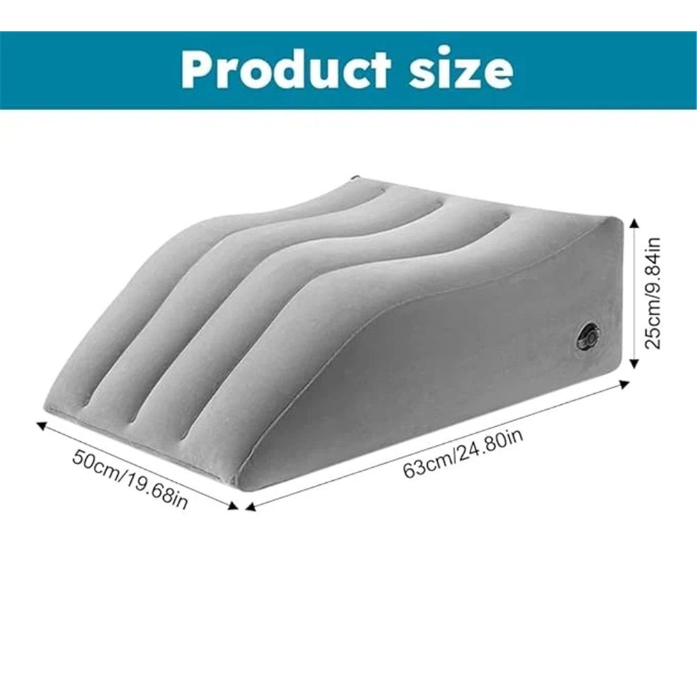 Inflatable Leg Elevation Pillow, Wedge Pillow for Sleeping, Portable Wedge Pillow, Improve Circulataion and Reduce Swelling, for Sleeping, Recovery, Pregnant (Grey+Grey storage bag)