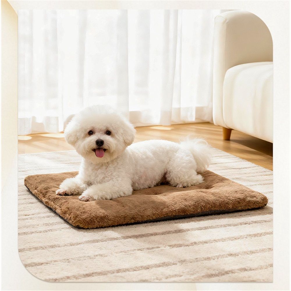 Self Warming Cat Bed Pad Self Heating Pet Mat Warmer Bed Mat for Feral and Indoor Washable Thermal Pet Kennel Pad with Anti-Slip Bottom(Brown,M 45*70*5cm)