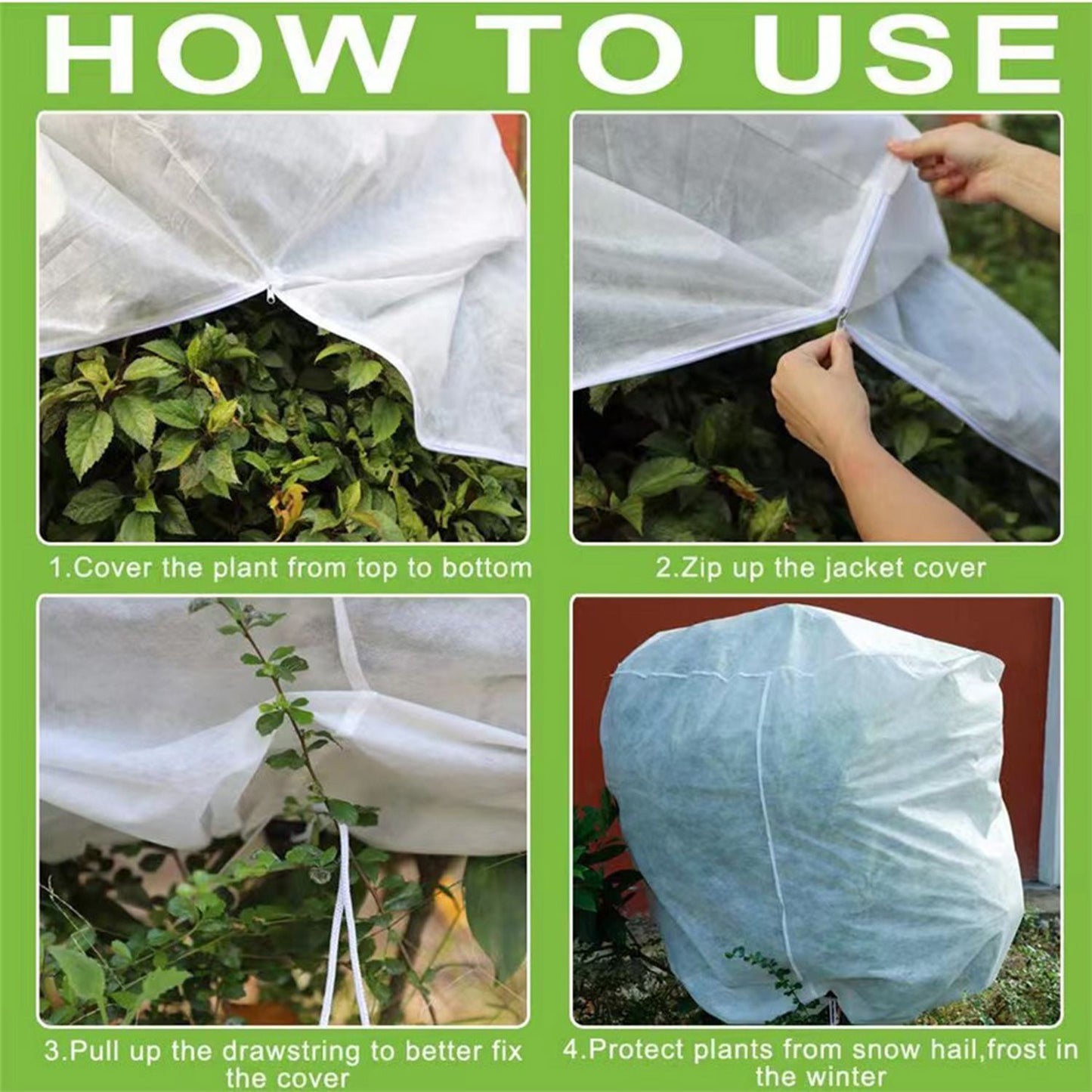 2 Pack Rounded Top Plant Covers Freeze Protection for Winter, 60*80cmTree Frost Protection Blankets Outdoor With Zipper/Drawstring, for Shrub Bush Fruit Tree Potte(White)