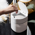 Mini Desk Trash Can with Lid,  Press-Top Tiny Countertop Waste Basket Small Table Top Plastic Covered Garbage Bin for Desk Top