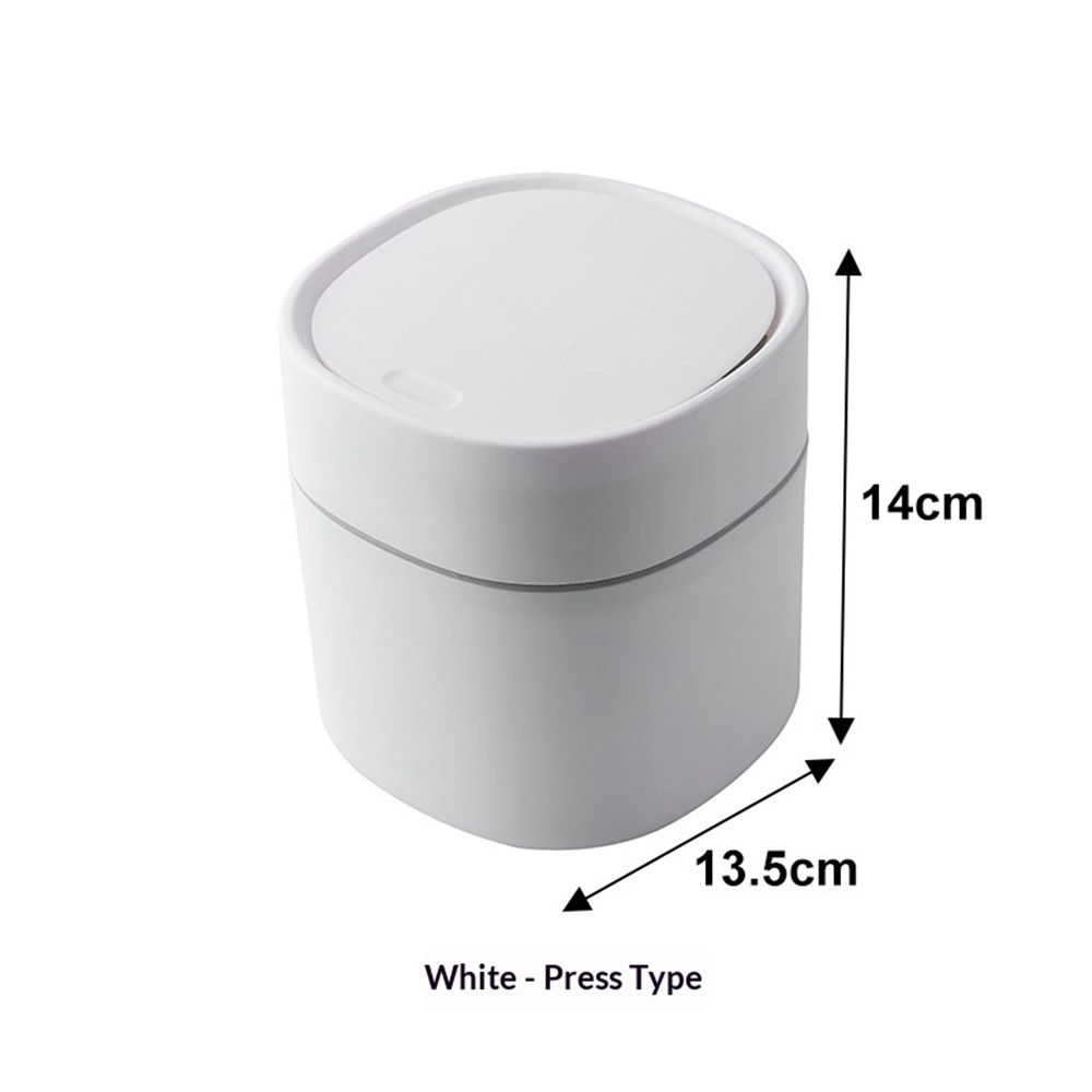 Mini Desk Trash Can with Lid,  Press-Top Tiny Countertop Waste Basket Small Table Top Plastic Covered Garbage Bin for Desk Top