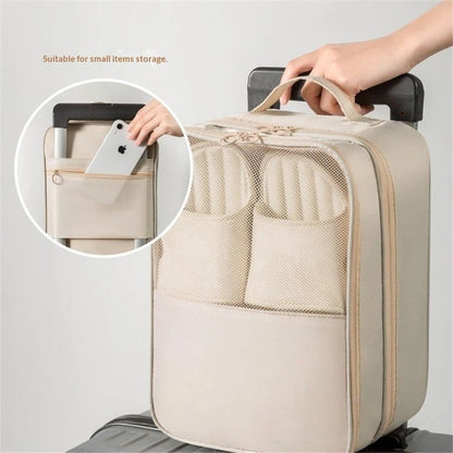 Shoe Bag Holds 3 Pair of Shoes for Travel and Daily Use Storage Pouch, for Flying Shoe Organizer Shoe Storage Bag for Travel Light Beige(oniy bag)