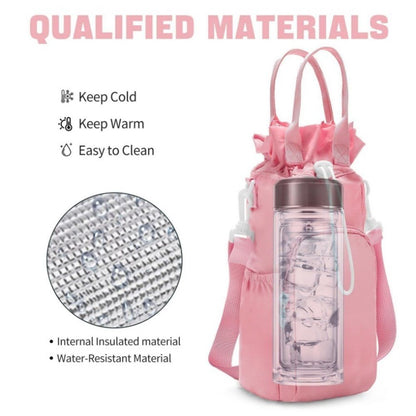 Water Bottle Holder with Strap, Water Bottle Carrier Bag for 40 oz with Handle, Insulated Water Bottle Sling Bag with Phone Pouch, Water Bottle Purse Accessories（oniy bag）
