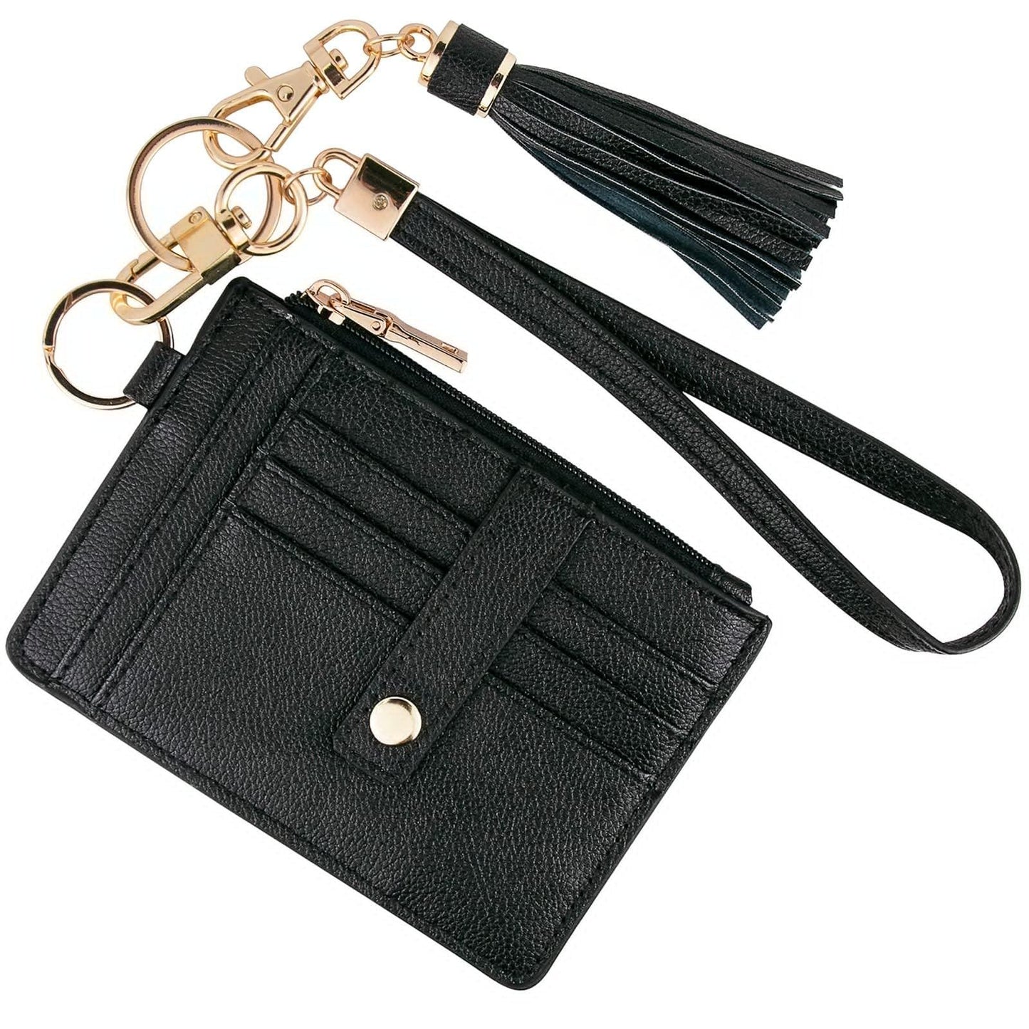 2 pack Small Wristlet Wallets for Women Credit Card Holder Wallet Keychain Wristlet Wallet Credit Card Wallets for Women (Black)