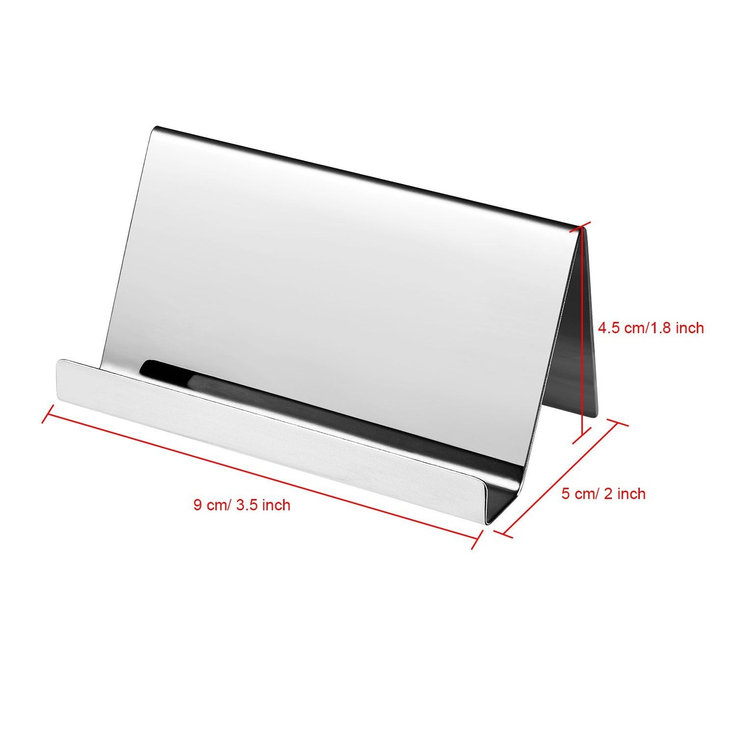 4 Pack Stainless Steel Business Cards Holders Desktop Credit Name Card Display Organizer for Business Mental Name Case Rack for Office Home Daily Use(Silver)