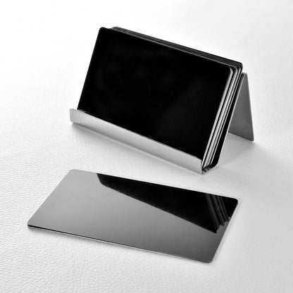 4 Pack Stainless Steel Business Cards Holders Desktop Credit Name Card Display Organizer for Business Mental Name Case Rack for Office Home Daily Use(Silver)