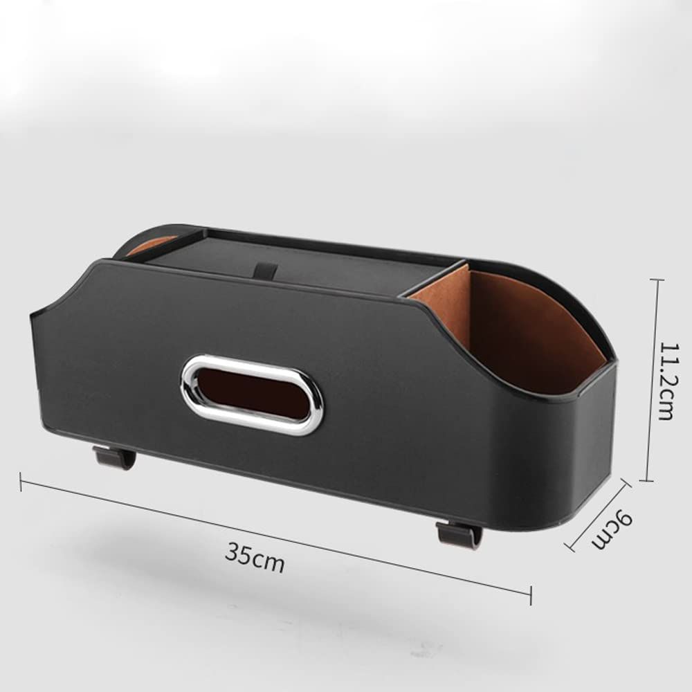 New car headrest Rear seat Multifunctional Storage Box, partition Design, with Cup Holder, Tissue Box, headrest Hook, Suitable for Children and Adults, car Travel Accessories (Black)