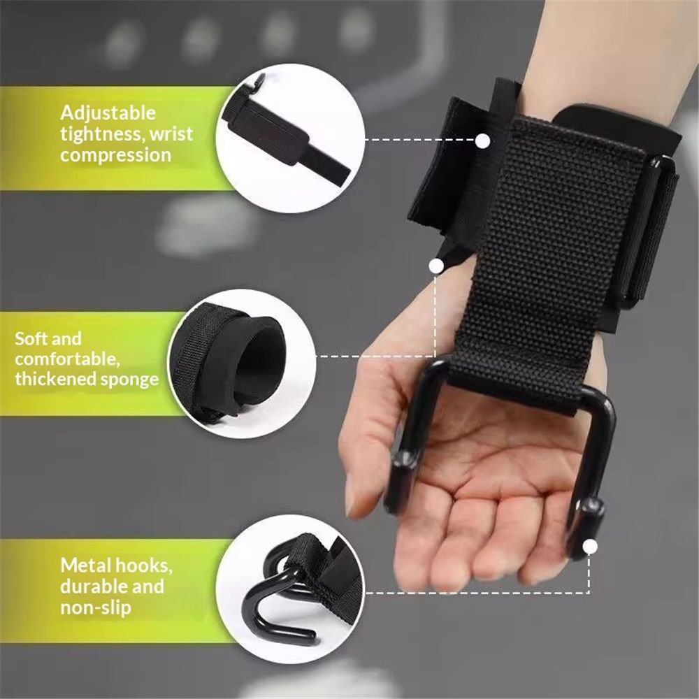 Weight Lifting Hooks (Pair), Wrist Strap Hooks for Weightlifting, Adjustable Men and Women Gym Lifting Straps Hook for Pull-Ups, Deadlifts, Strength Training, and Fitness Workouts