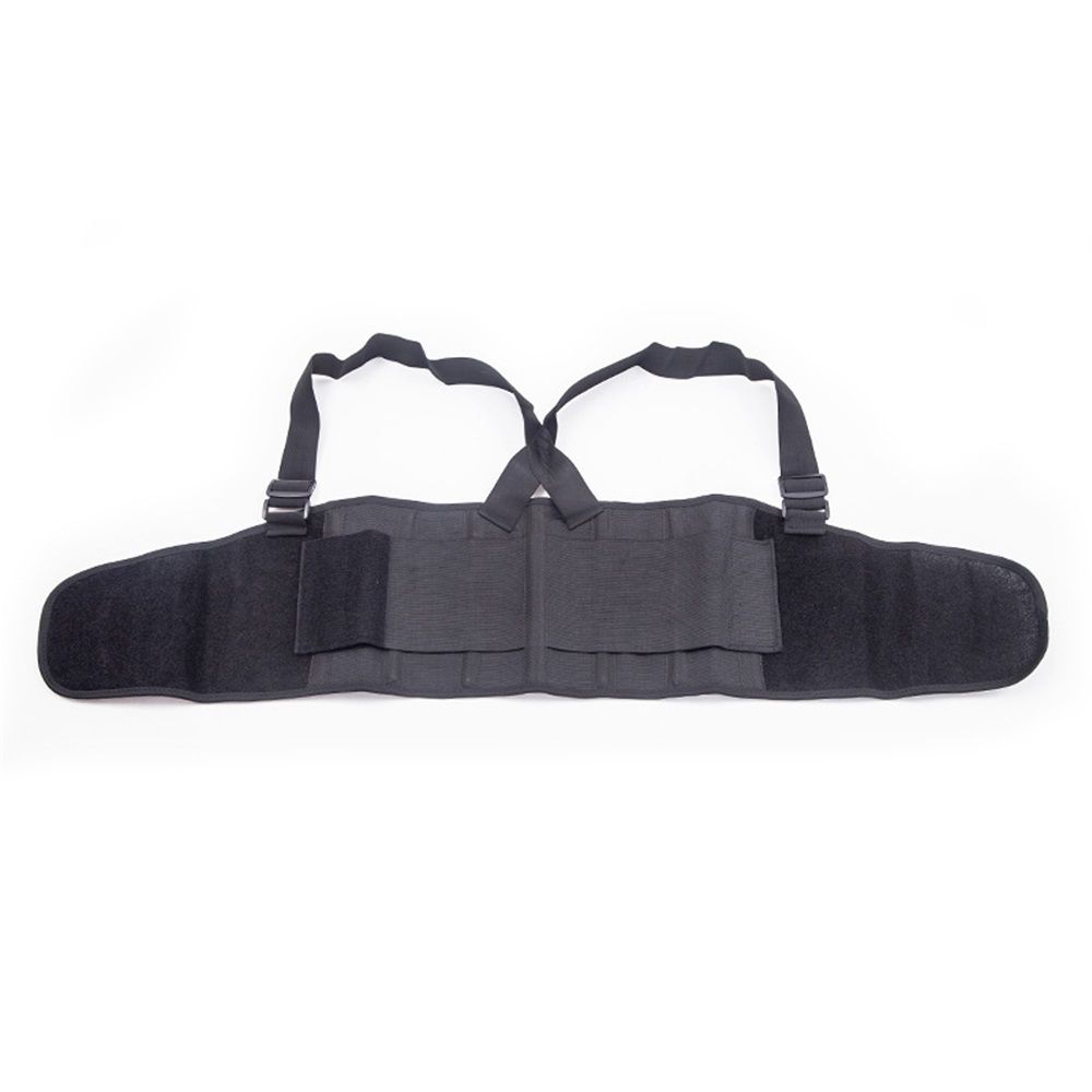 Care Back Brace for Work with Suspenders - Back Support Belt - Adjustable, Light, Breathable - Posture (Black, Size XL)