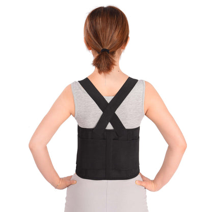 Care Back Brace for Work with Suspenders - Back Support Belt - Adjustable, Light, Breathable - Posture (Black, Size XL)