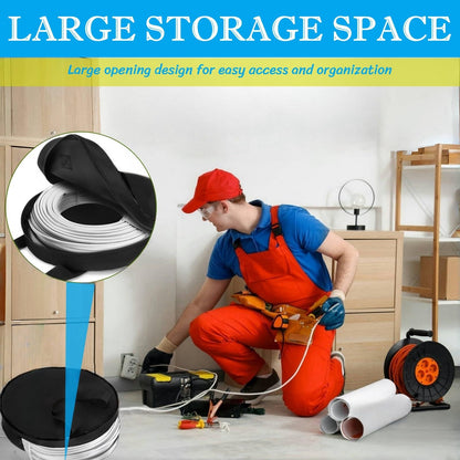 Round Cable Bag, Waterproof Jumper Cable Organizer Storage Bag, Perfect for Jumper Cables,RV Sewer Pipe,EV Charging Cord Storage,Extensions and Garden Hoses,Camper Accessories (Black,oniy bag)