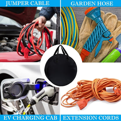 Round Cable Bag, Waterproof Jumper Cable Organizer Storage Bag, Perfect for Jumper Cables,RV Sewer Pipe,EV Charging Cord Storage,Extensions and Garden Hoses,Camper Accessories (Black,oniy bag)