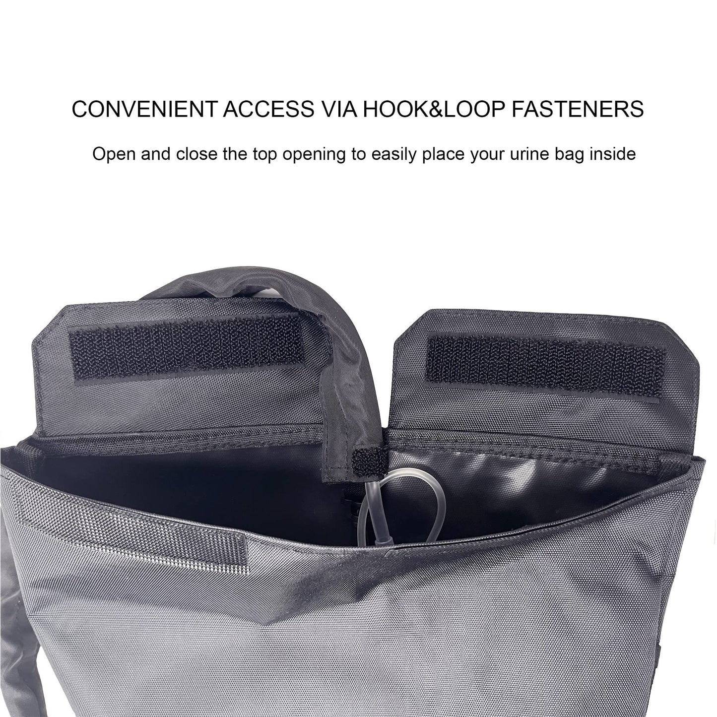 Urine Drainage Bag Holder with Update Catheter Pipe Cover and Adjustable Shoulder Straps, Catheter Bag Covers Front and Back with Catheter Bags - Crossbody or Hangs (Black，noiy bag)