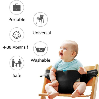 Harness Seat for High Chair Baby Feeding Safety Seat with Strap, Toddler Booster Harness Belt Portable Dining Seat Strap for Travel Home Restaurant Shopping (Black)