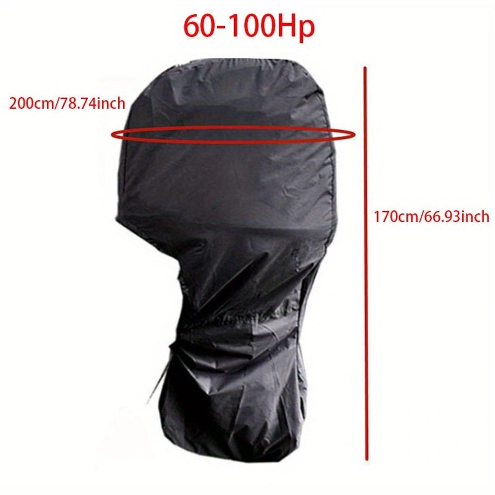 Outboard Motor Covers, Trailerable Full Boat Engine Cover Waterproof Heavy Duty Oxford Fabric with Zipper, Fits 60-100HP Motors