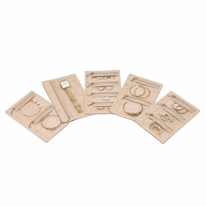 Travel Jewelry Organizer Case,Jewelry Storage Book Ring Binder with Clear Zipper Jewelry Pouches Bags for Rings, Necklace, Earrings-Cream White（oniy bag）