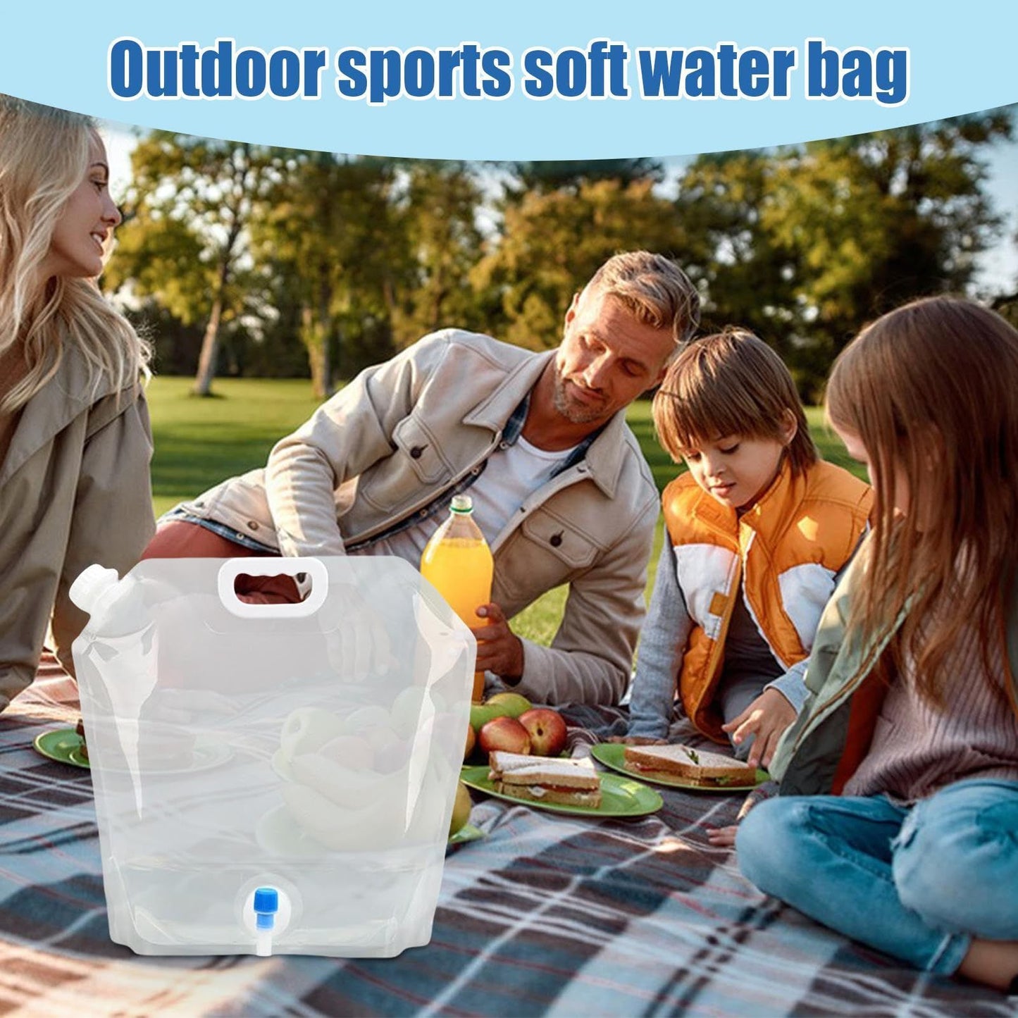 2 pack Collapsible Water Container Bag Outdoor Water Grade Water Jug Folding Water Storage Bag for Camping Hiking & Survival Kit Sport 5L