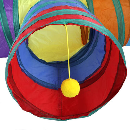 Rainbow Cats Tunnels with Interactive Ball Indoors Kitty Play Tunnel for Indoor Outdoor, Cat Tunnel Large Cat Toy Kitten Kitty Rabbt (3 Way)