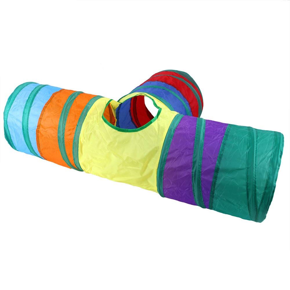 Rainbow Cats Tunnels with Interactive Ball Indoors Kitty Play Tunnel for Indoor Outdoor, Cat Tunnel Large Cat Toy Kitten Kitty Rabbt (3 Way)