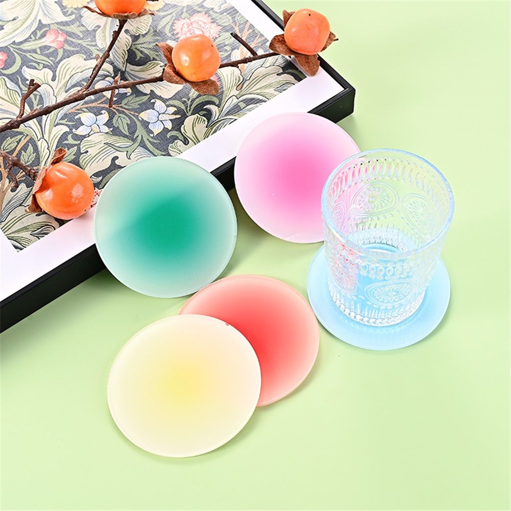 Pastel Color Drink Coasters - 12 Pcs Acrylic Coaster Set, 3.8 Inch Round, Coffee Table & Dining Table Centerpiece Decor (6 Colors)